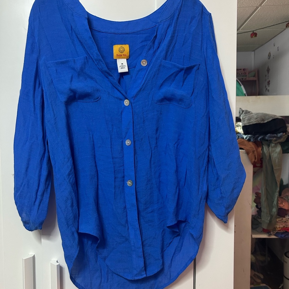 Ruby Rd. Blue Blouse Elegant Top - image 1